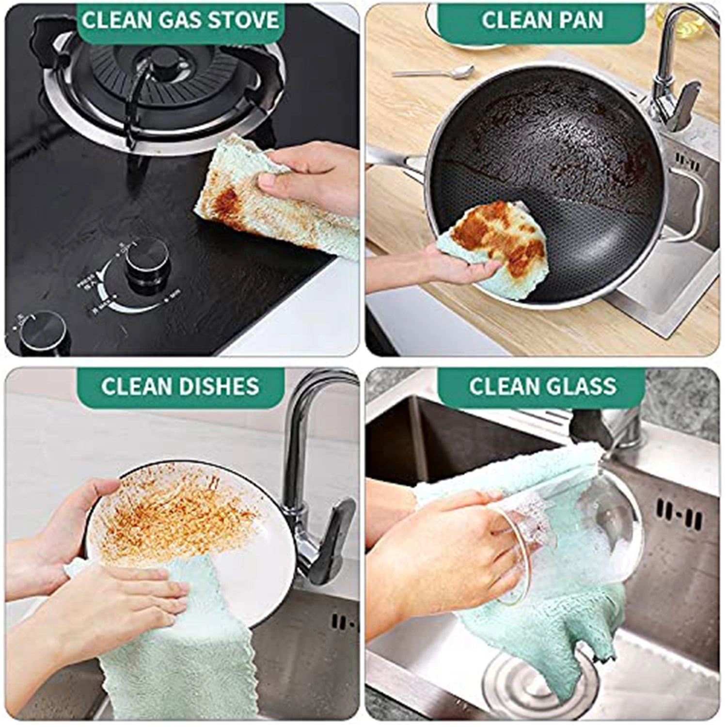 Super absorbente de vidrio para coches Lavadoras de toallas Cocina platos Baño Microfibra Toalla de limpieza Cocina textil