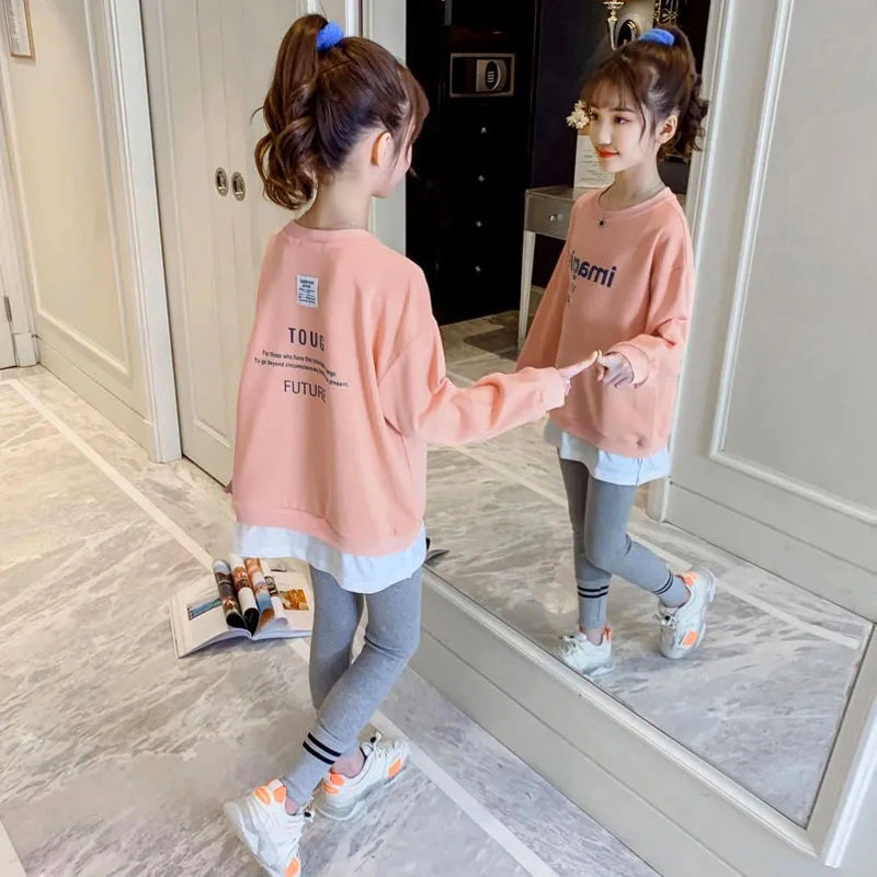 2022 Girls Clothing Autumn Spring Set New Fashion Letter Print Tops Leggings Pants 2PCS Tracksuit Children Outfit Kids Wear