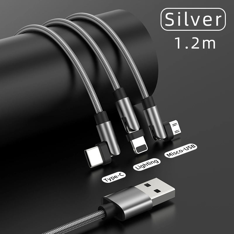 Mayorista/Proveedor de fábrica de accesorios para teléfonos móviles 3 en 1 cable USB cargador de teléfono a un rayo de la línea de alimentación Cable de carga de la transmisión de datos