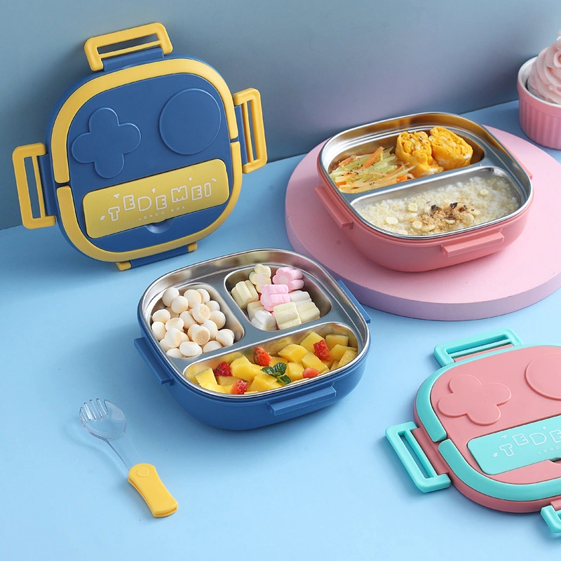 2023 Square Stainless Steel Food Storage Container Plastic Kids Bento Lunch Box