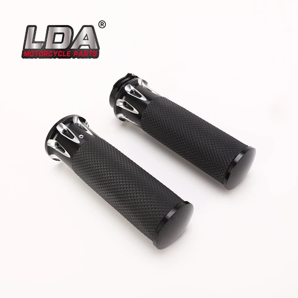 Motorcycle 1 Inch Handlebar Grips Black CNC Throttle Grip 25mm Universal Hand Grip