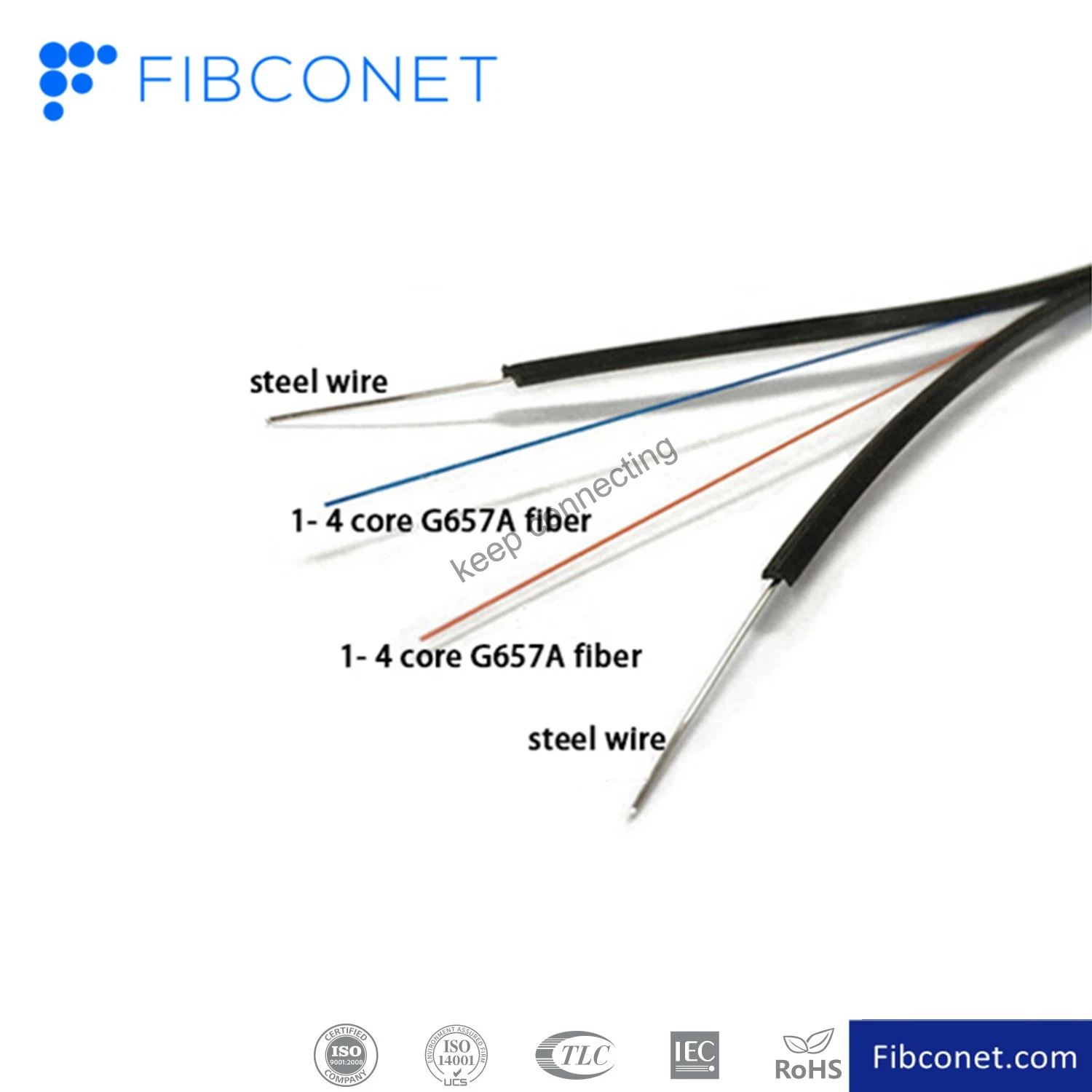 FTTX Одномодовая внутренняя связь 1/2/4-жильный оптоволоконный GJXFH/Gjxh Кабель отвода