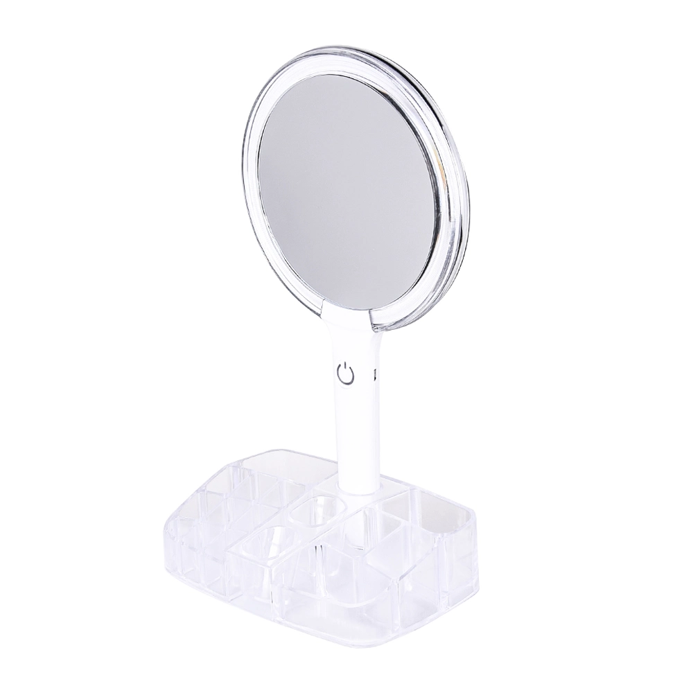 Double Side 10X Magnifying Table Vanity LED Lighted Travel Hand-Held Makeup Mirror