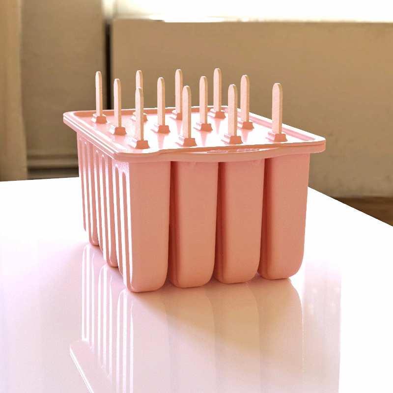 Summer BPA Free 12 Cavity Silicone Frozen Yogurt Ice Milk Popsicle Mold with Wooden Sticks