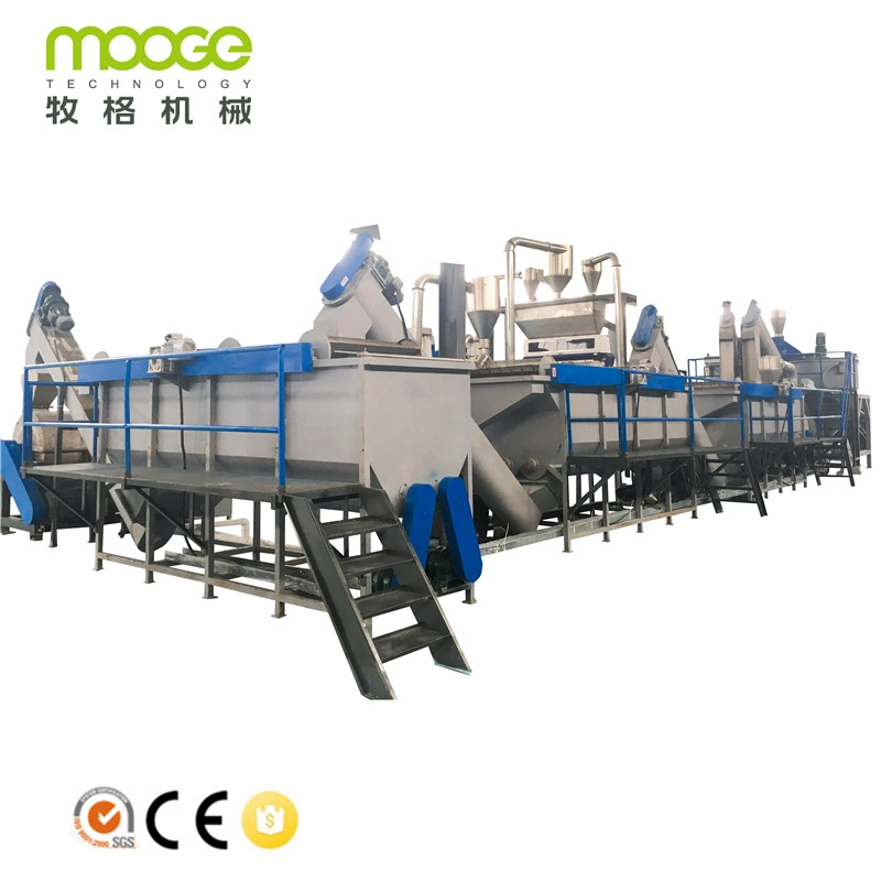 High production PET bottle recycling and cleaning line