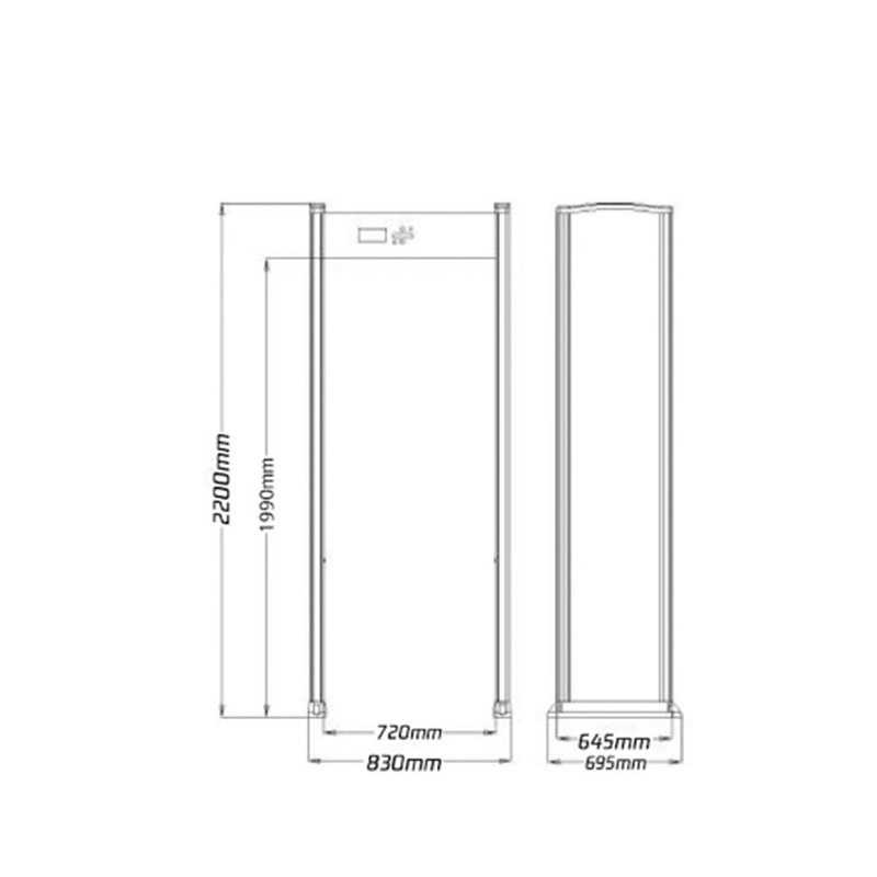 Walk-Through Portable Single Gate Door Frame Zone Price Temperatur 33 Stand Guard Spirit One Sided Walk Through Metal Detector