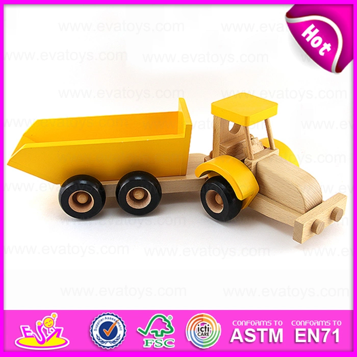Promotional Gift Small Trailer Wooden Toy Truck for Kids, DIY Assemble and Paint Wooden Toy Trucks for Children W04A174