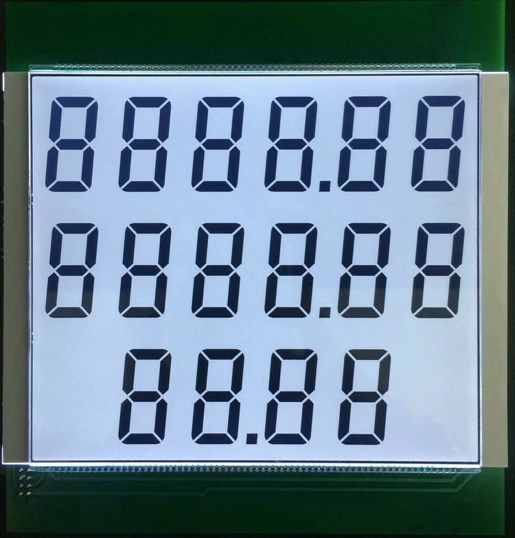 Custom Monochrome Gray Tn 7 Segment LCD Display with White LED Backlight