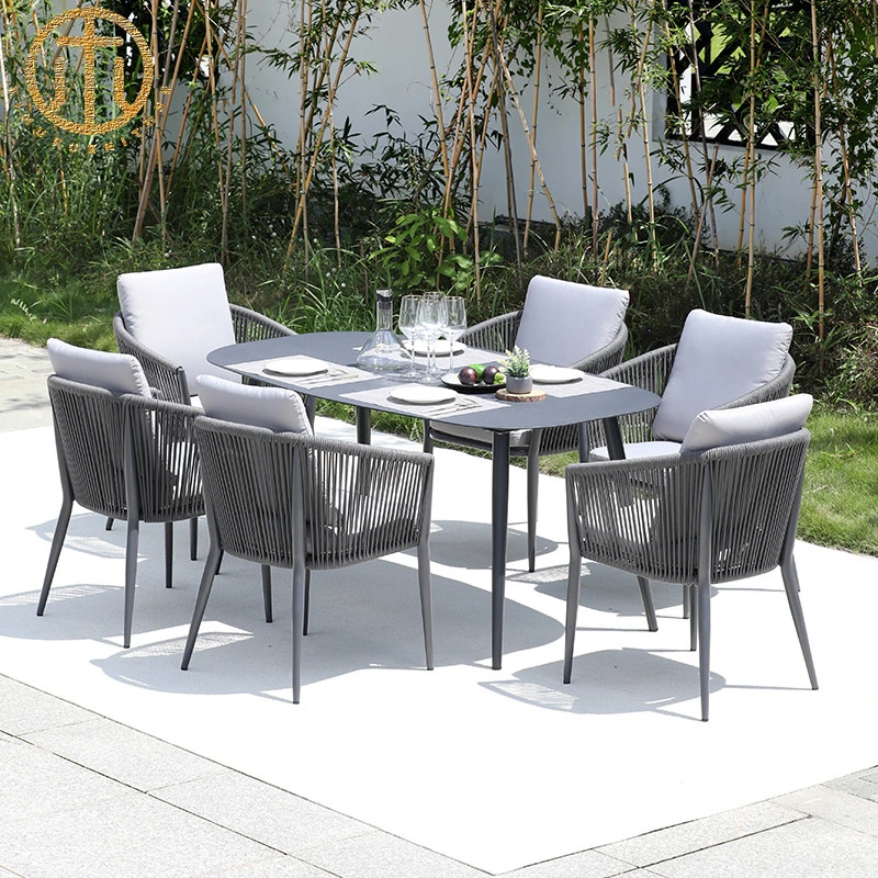 Mesa de liga de alumínio Nordic Outdoor e cadeira conjunto Garden Leisure Cadeira de ratã