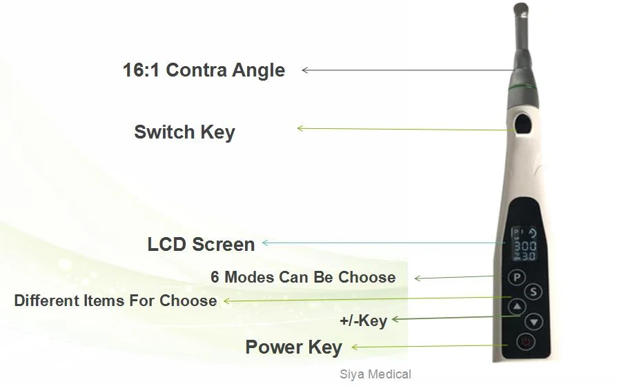 16: 1 Wireless Endomotor com luz de LED com função de movimento alternativo/Endo Motor para o Canal radicular de Tratamento