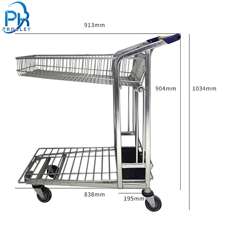 Weight Capacity Industrial Metal Luggage Hand Push Platform Trolley