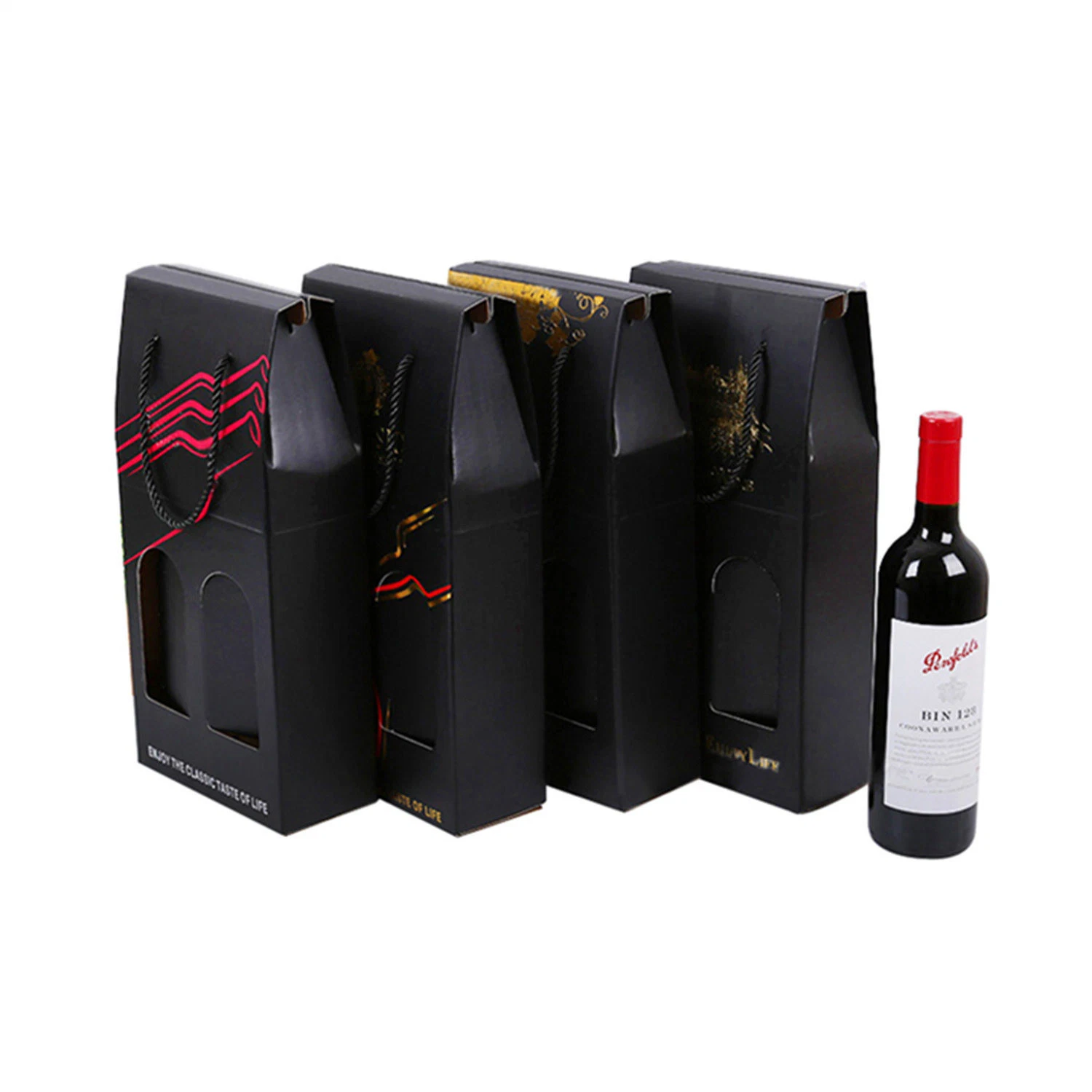 Rotwein Verpackung Custom Geschenkbox Rotwein Verpackung Geschenk Box Farbe Wellpappe Karton Papier Karton Handtasche Set