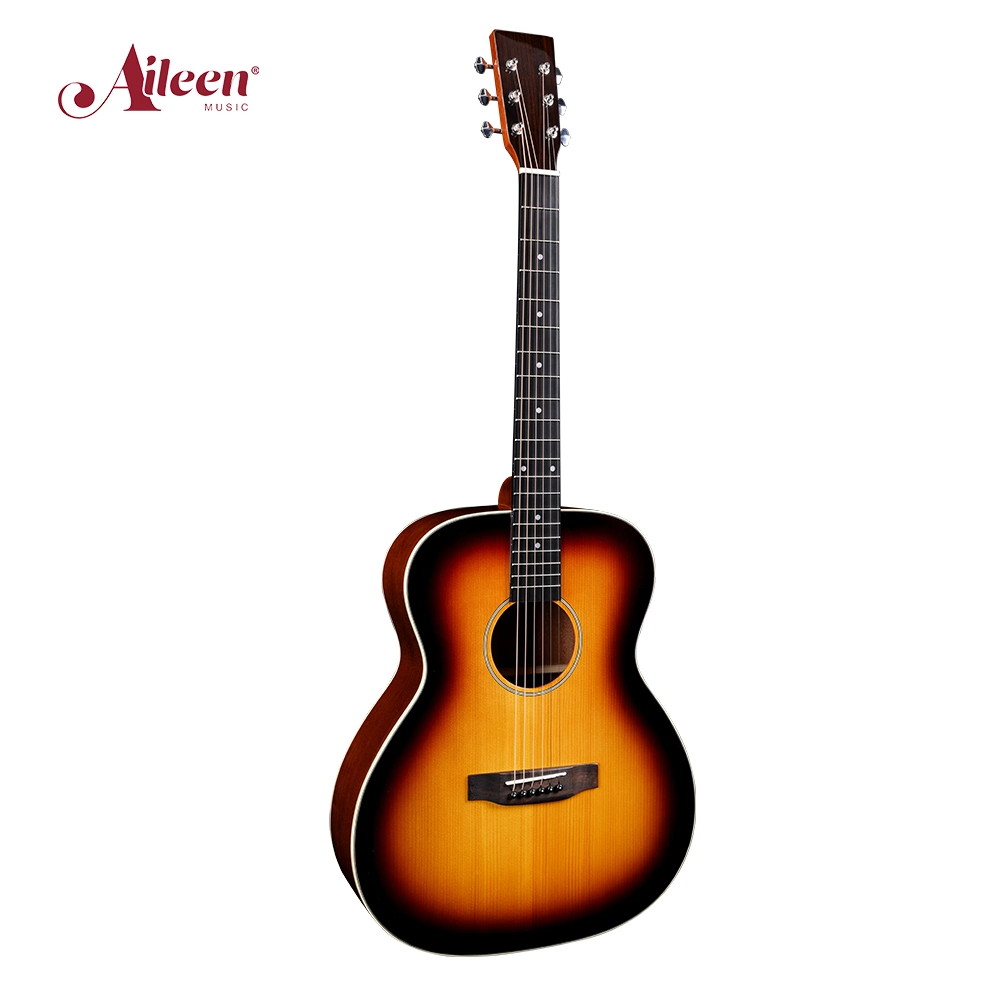 OEM/ODM 40 Inch Acoustic Guitar with Solid Sitka Spruce Top and White ABS Binding (AFM16-OM)