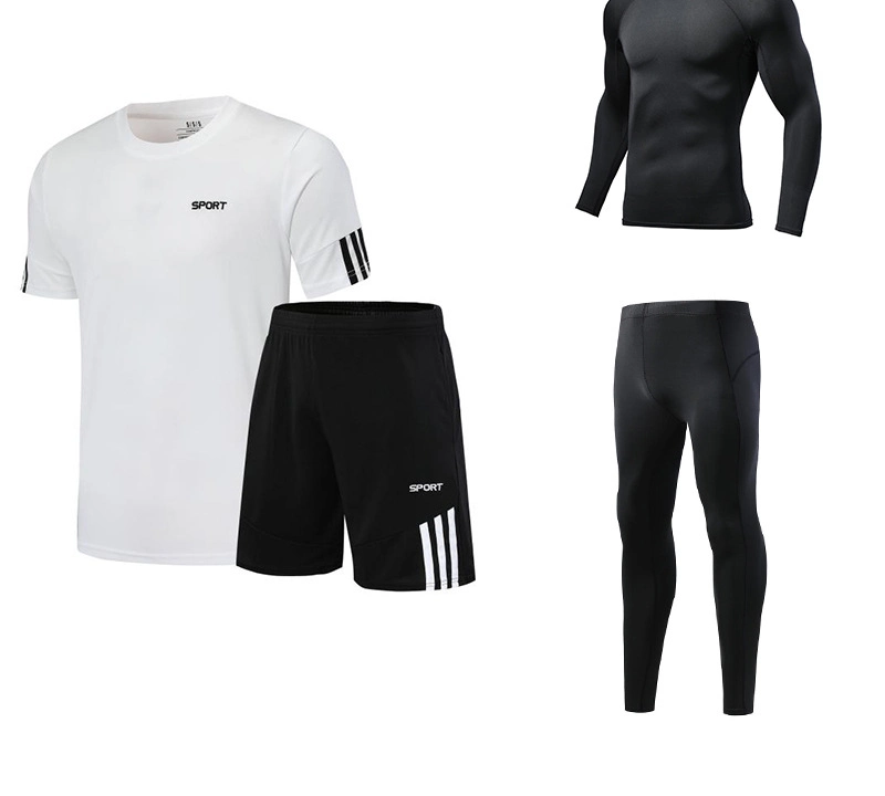 Vestuário de futebol simples para criança Quick Dry Sportswear 4 Pices Conjunto de camisolas