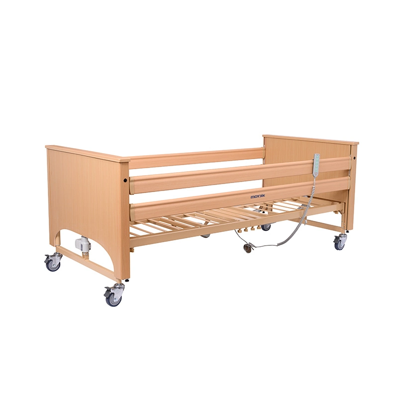 Folding Wooden Electric Adjustable 5-Function Home Nursing Profiling Care Bed for Elderly