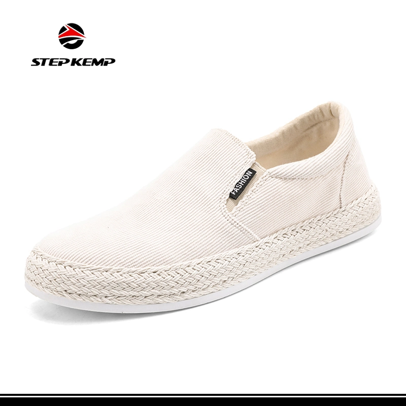 Summer Canvas Cloth Straw Shoe Male Youth Breathable Recreational Footwear Ex-22c4122