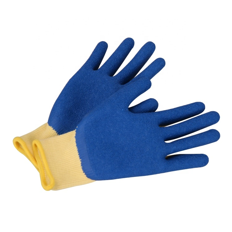 10g Yellow Polyester Cotton Latex Wrinkled Gloves Industrial Safety Hand Products Gloves