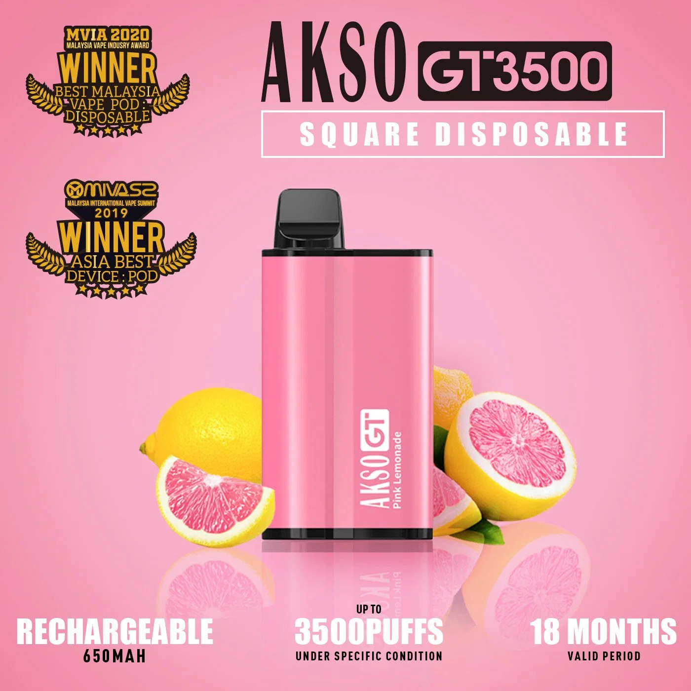 Malaysia Most Popular Product Akso Disposable Gt 3500puffs New Square Disposable