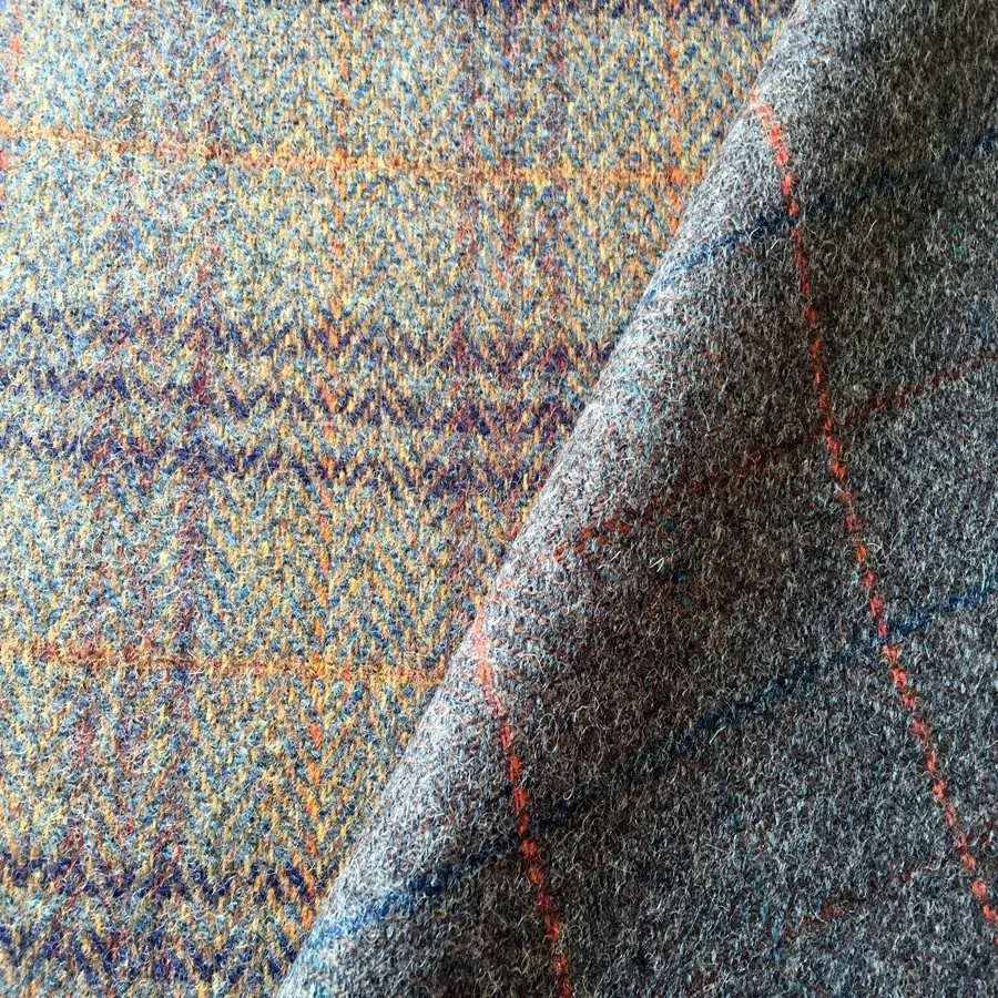 Pure 100% Wool Coarse Fabric, Britain Woolen Tweed Houndstooth Fabric, UK Style Coat Fabric 300GSM