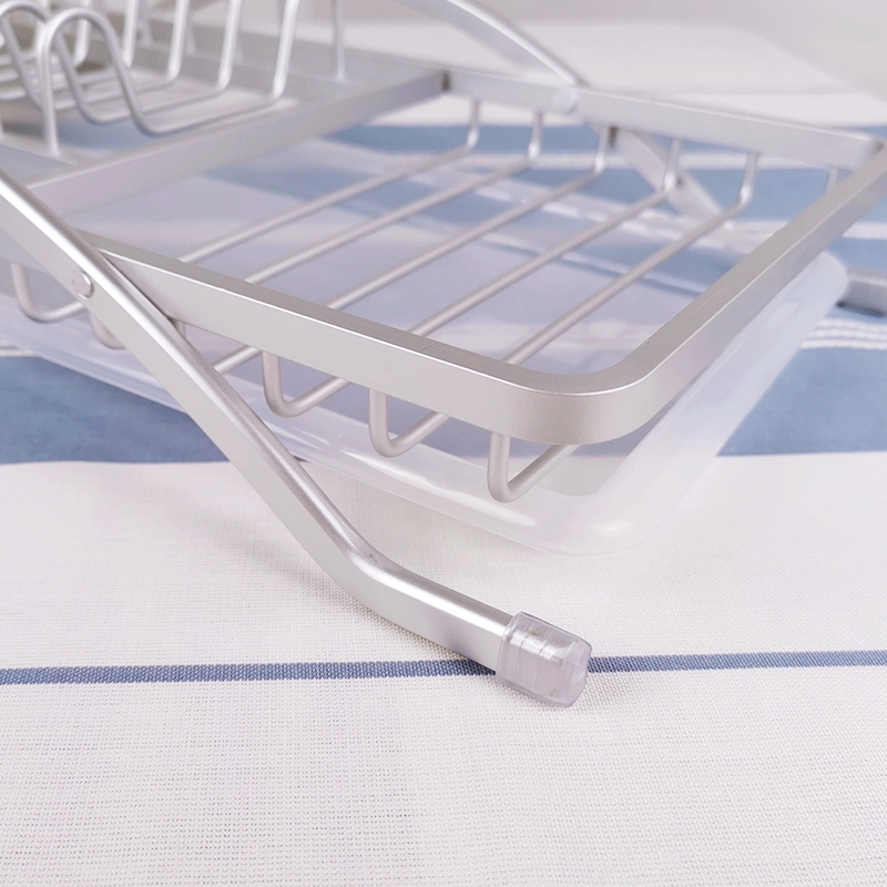 Precio de fábrica Cocina Sink Organizer Aluminium Dish Drying Rack con Soporte de plástico para utensilio