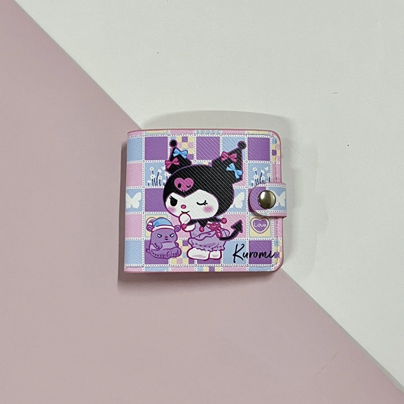 Cartera corta casual de Sanrio Ruunjoy New PU con botón, diseño de Cinnamoroll, perro Kuromi, billetera para tarjetas, monedero de anime y bolsa de almacenamiento de tarjetas