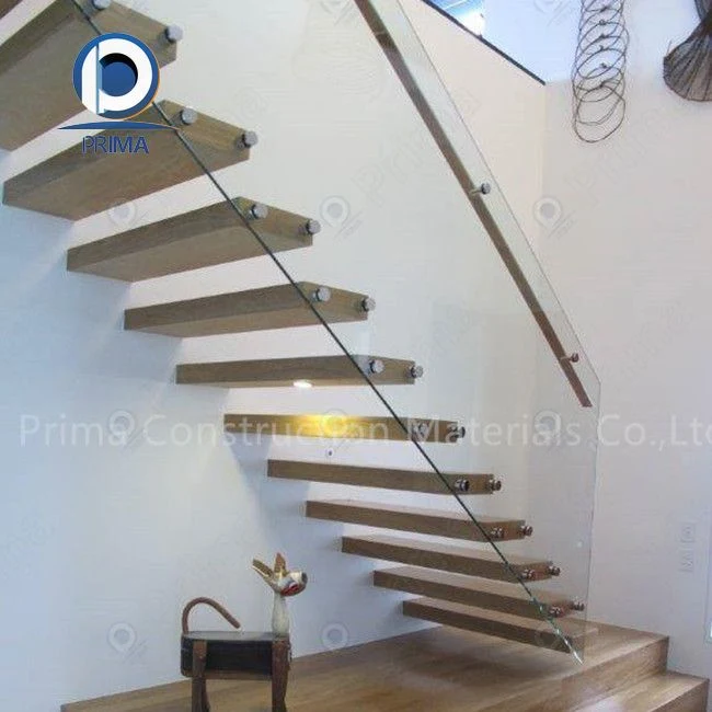 Prima Home Use Interior High quality/High cost performance  Customized Steel Stairs Modern Wooden Railing Floating Staircase