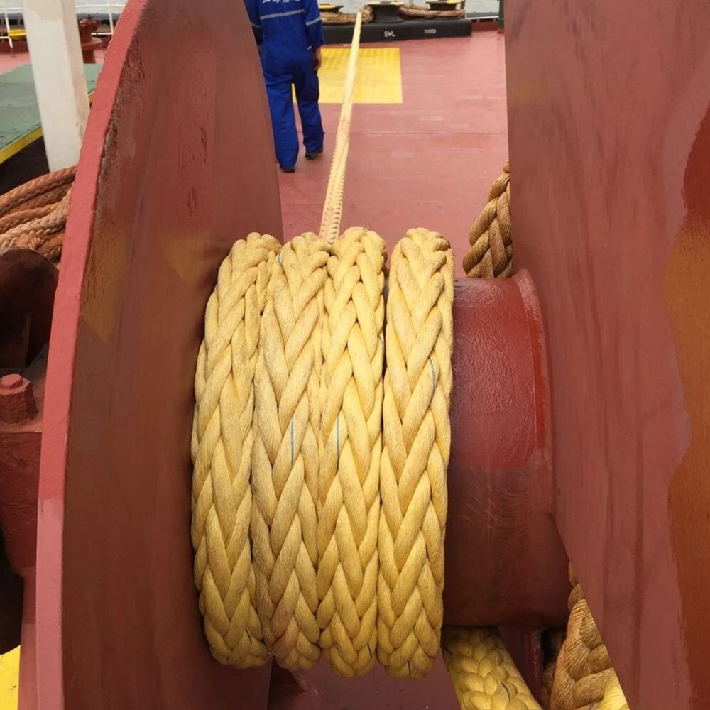 El IMPA Cubierta de poliéster 12 Strand UHMWPE sintético/Hmpe Marina de nylon de la cuerda de remolque para el amarre de buques offshore y