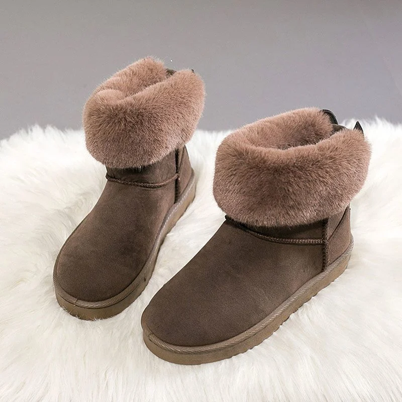 Kurze Stiefel Weibliche New Winter Wool Verdickte Warme Baumwollschuhe Damen Schneestiefel für den Innenbereich im Freien