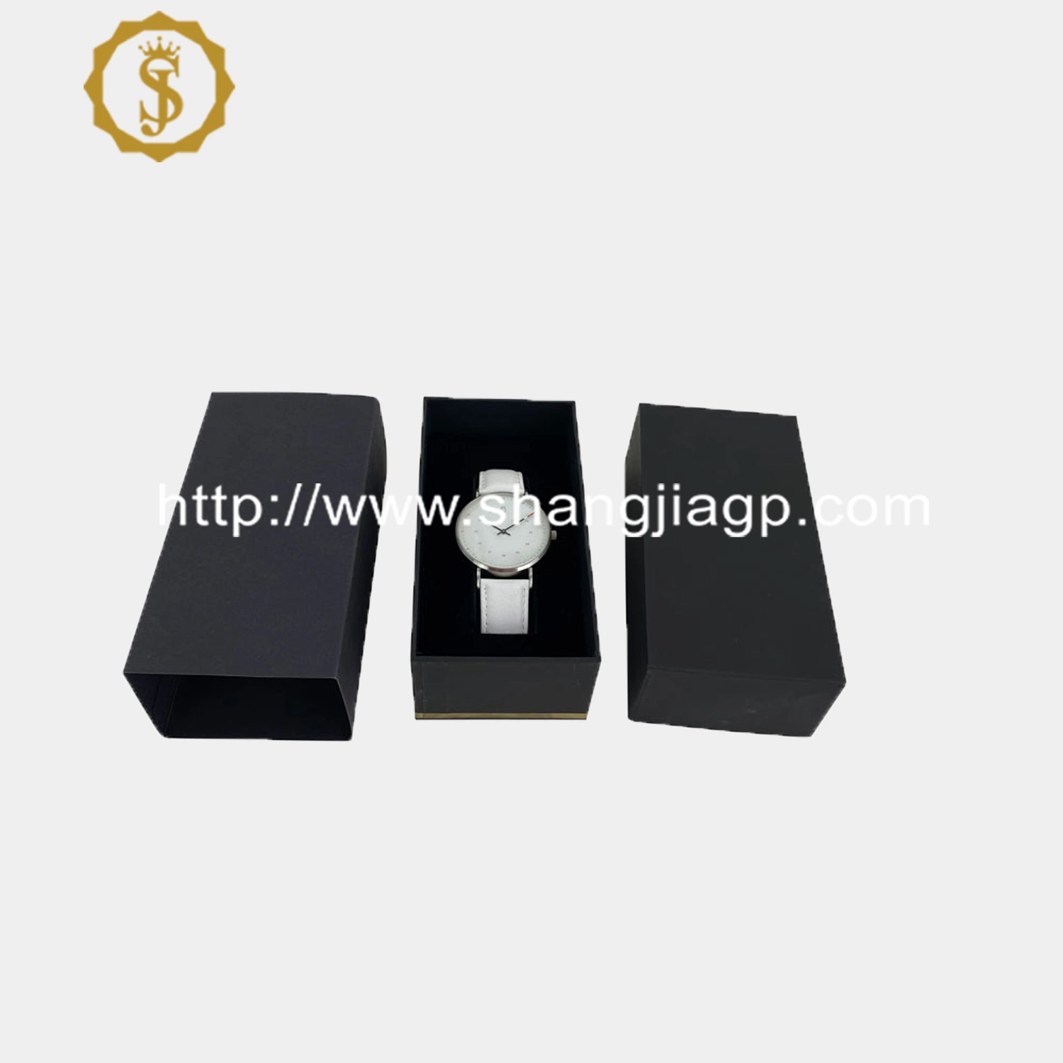 New Product Luxury Simple Design Modern Branded Watch Packaging Box Black Long Watch Box with Lid