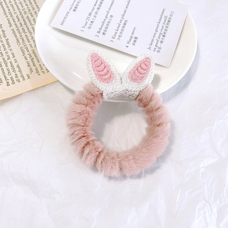 Cute Cartoon Plush Hair Rope Rabbit Ears Bear Cat Hair Cord Hairband