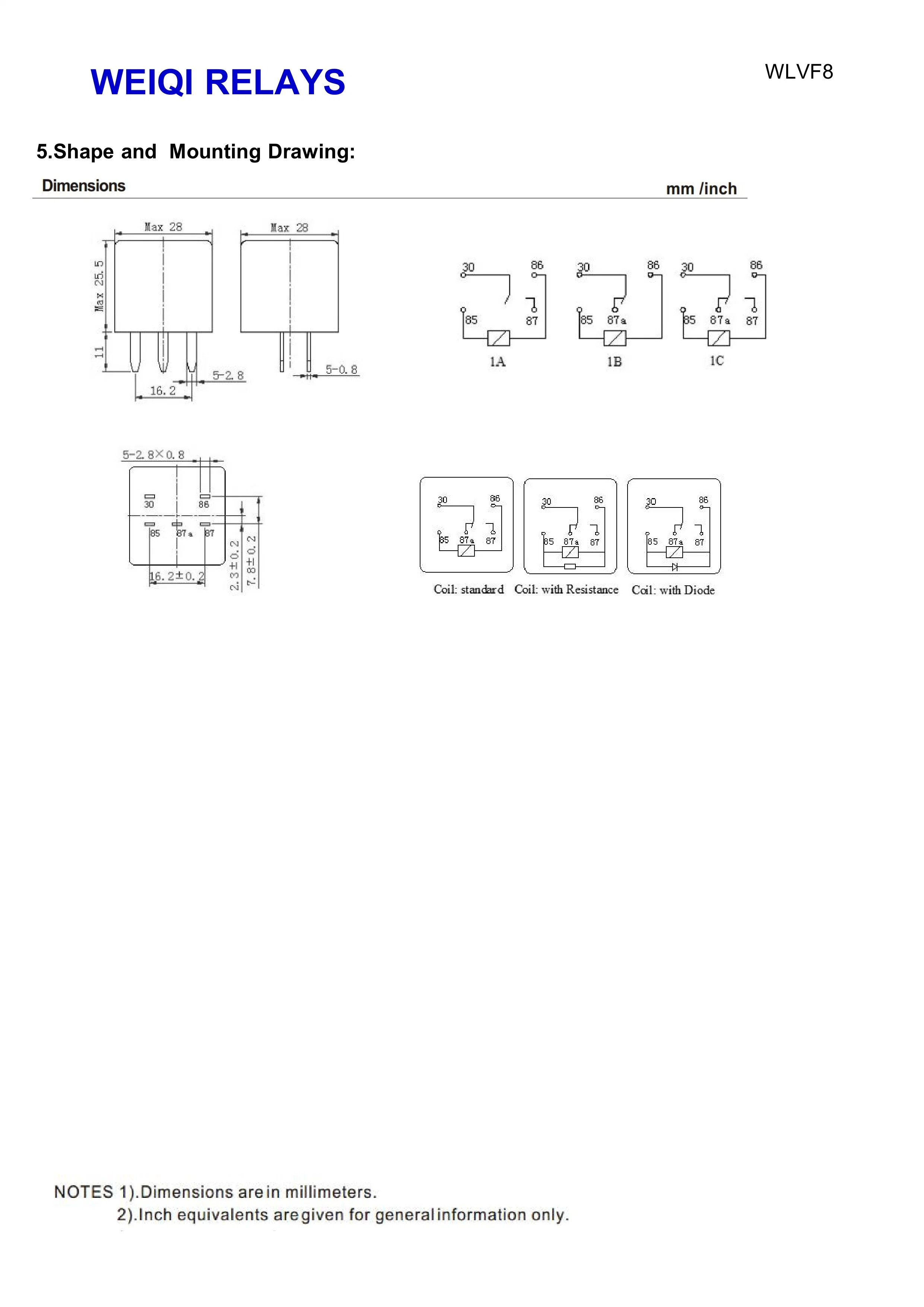 Free Samples Waterproof High Power 24V 40A Auto Relay for Car Spare Parts Wlvf8a