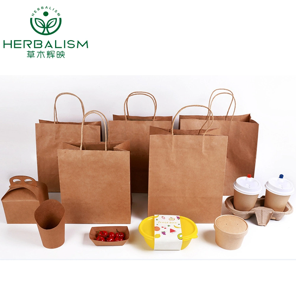 Recycled Retail Grocery Shopping Packaging Fast Food Take Away Kraft Paper Bag