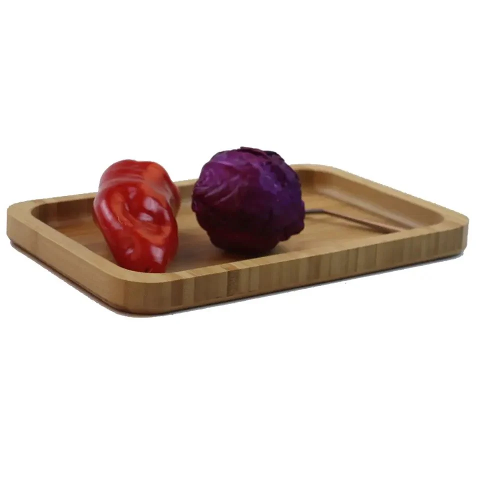 Whosale Rectangle Thick Unique Bamboo Fruit Nut Serving Tray for Hotel Kitchen