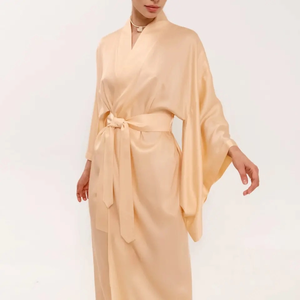 Fashion Morning Set Loose Casual Champagne Silk Robes Women