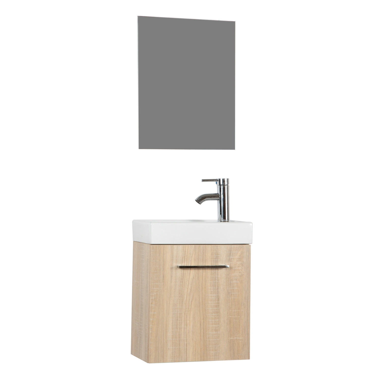 Hot Sale Small Size Modern Home Bathroom Cabinet Ceramic Basin Furniture Set Wall Hung Bathroom Melamine Vanity with Mirror