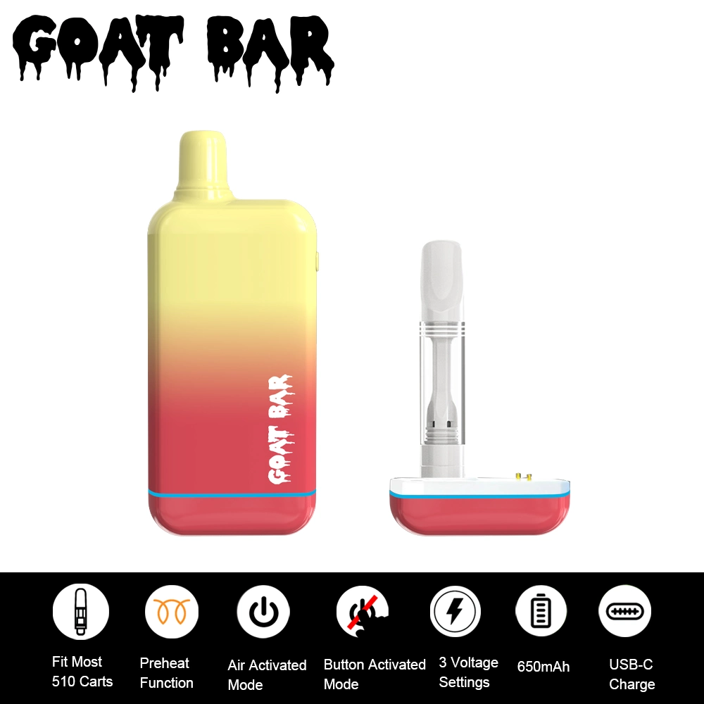 Goat Bar recargable 650mAh sin botón carga automática USB 510 hilo Batería de lápiz VAPE