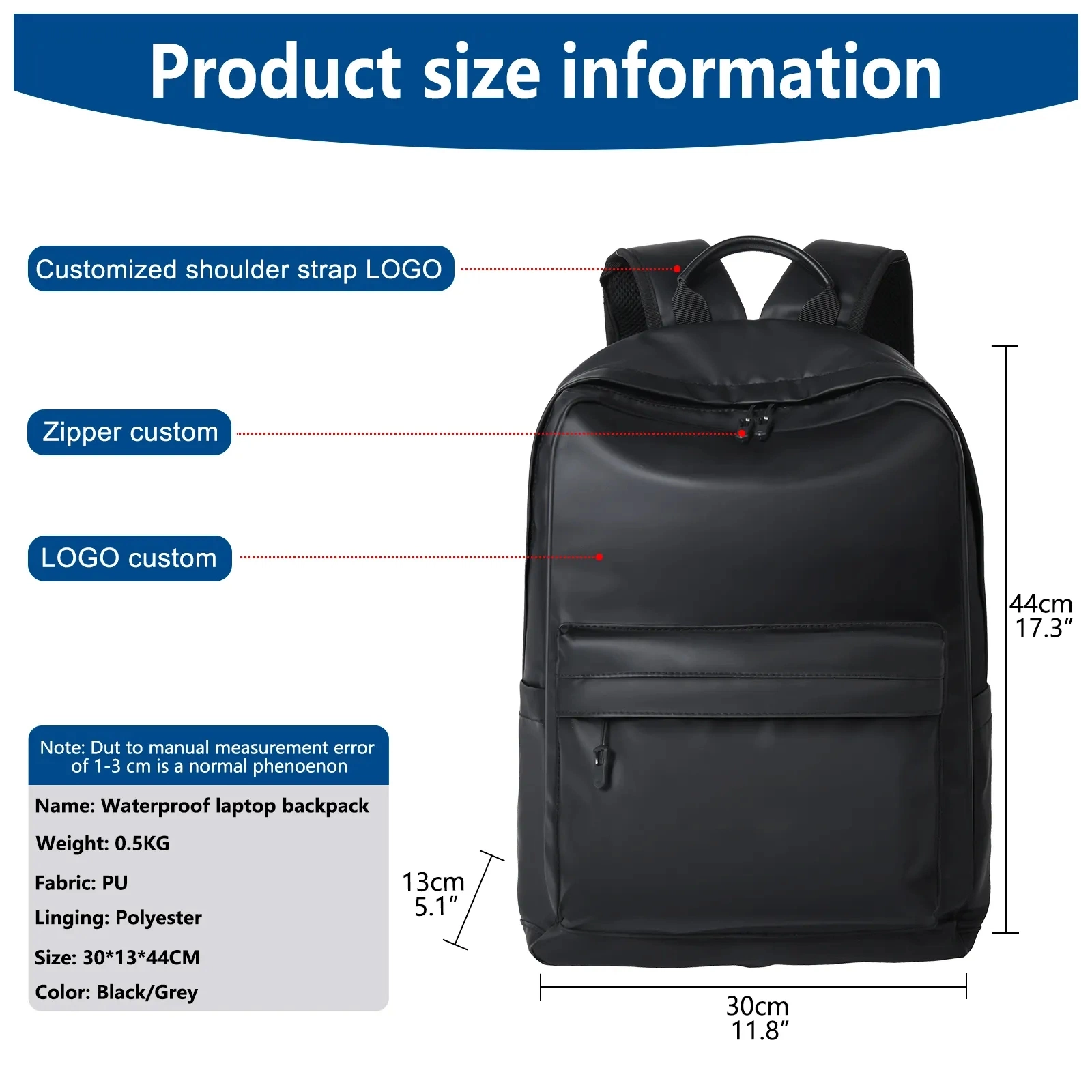 USB Charging Outdoor Computer Waterproof Business Oxford Leather Laptop Mochila de piel Unisex para hombre