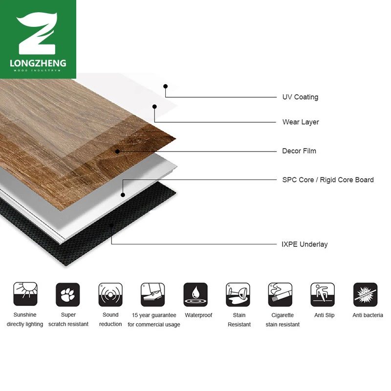 Professional Building Material Click Lock Wooden Plastic PVC Plank Vinyl L-Spc Flooring for Construction