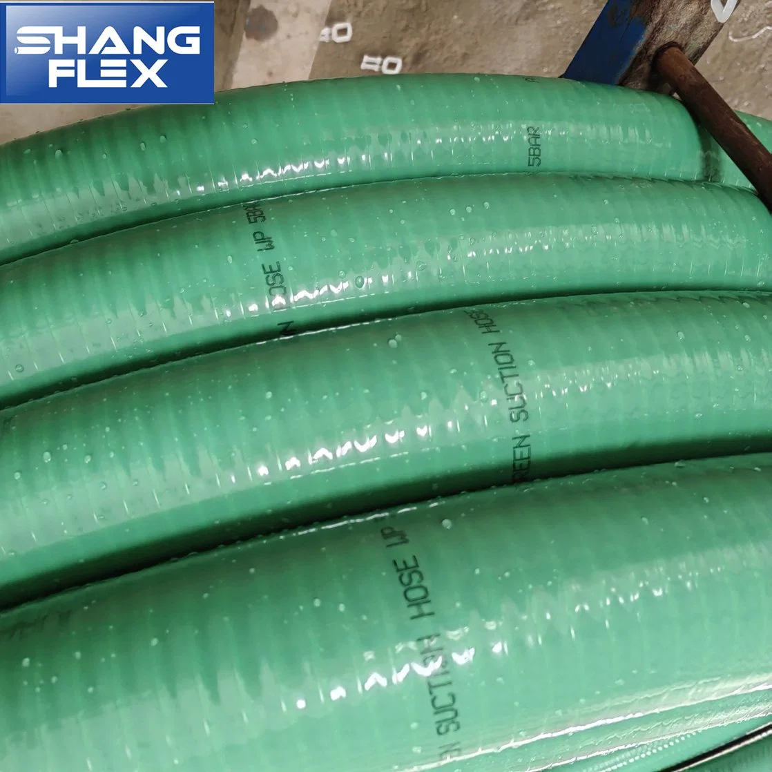 Green Reinforced Spiral PVC Suction Hose for High Vacuum Service and Septic Tank Service