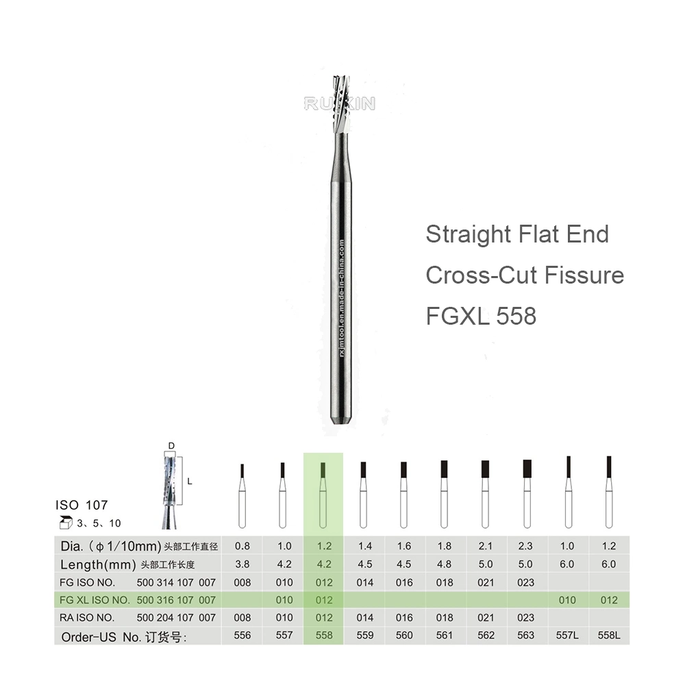 Top Quality Dental Cutting Instruments Manufacturer FGXL Shank Straight Cross (Стоматологические Вырезать хирургию из бида вольфрама FGXL-558