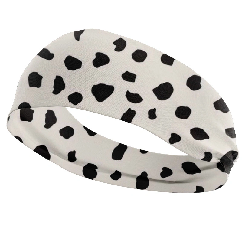 Sports Headband High Stretch Cow Print Headpiece Wide Brimmed Hairband