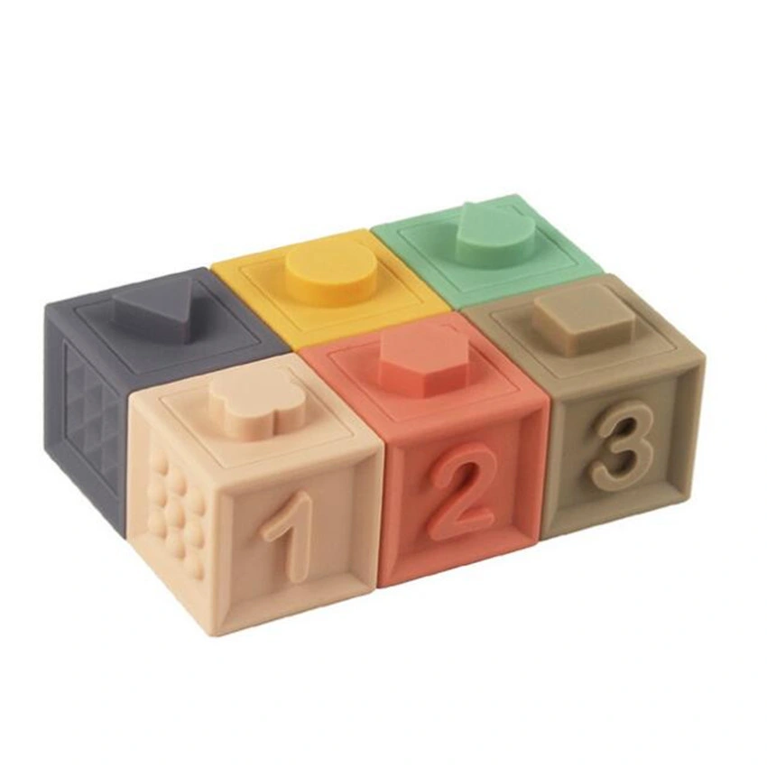 Baby Stacking Toys Silicone Teether 3D Educational Building Blocks
