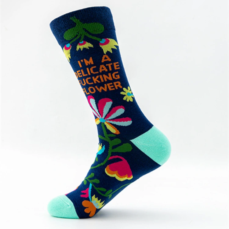 Wholesale/Supplier High quality/High cost performance  Breathable Jacquard Sockscolorful Beautiful Flower Patterned Men Socks