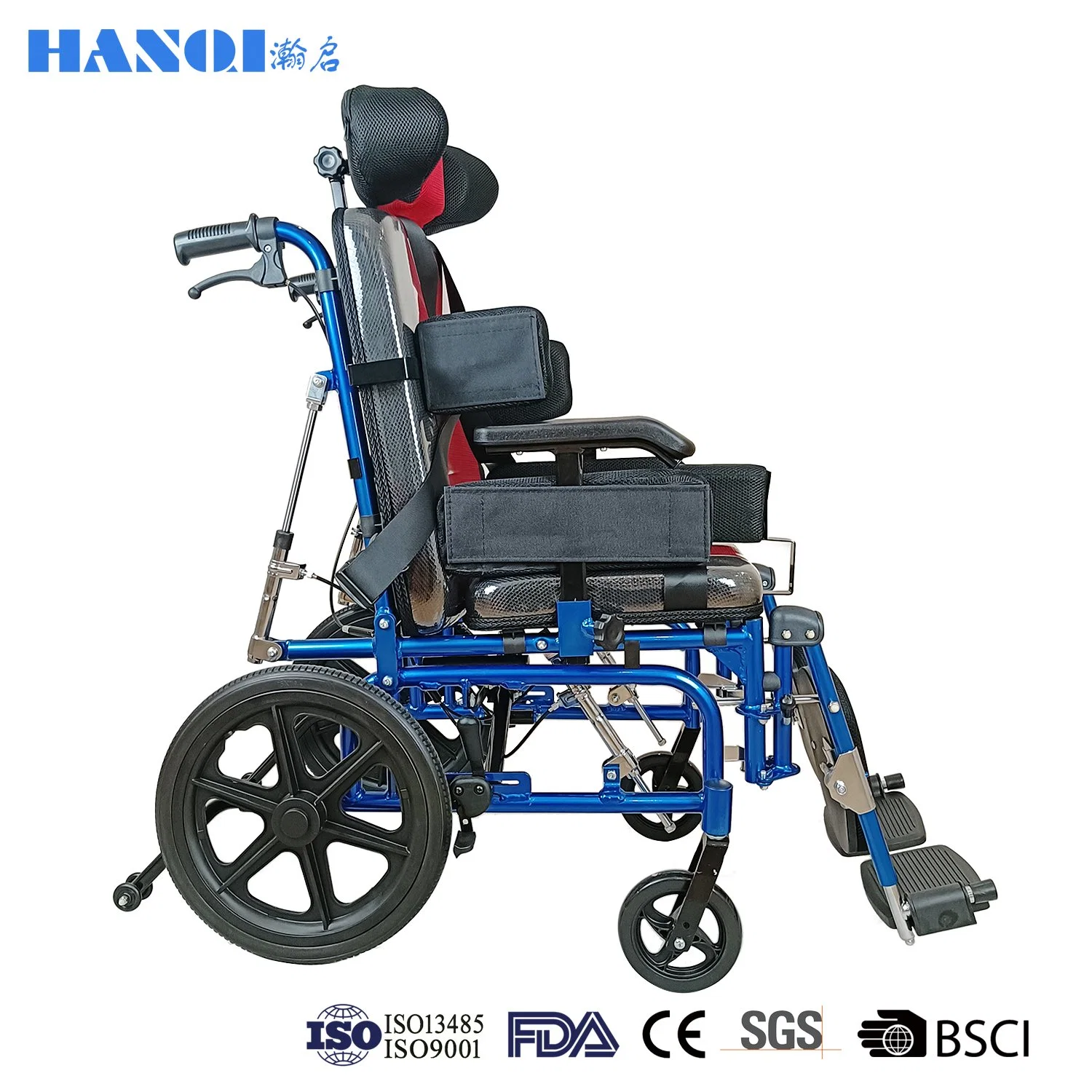 Hanqi Palsy cerebral de alta calidad Manual Foldable Hospital médico mecánico silla de ruedas