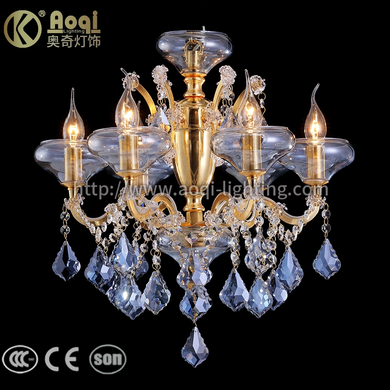 Golden Water Blue Crystal Chandellier Light