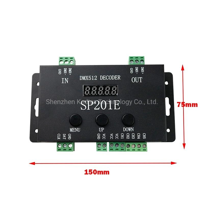 Decodificador de DMX512 Controlador de LED de color completo Controlador de LED programable atenuadores 2048px SP201e