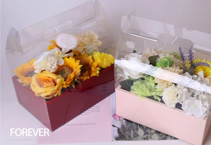 Portable Flower Box PVC Cake Box Gift Box DIY Flower Paper Box