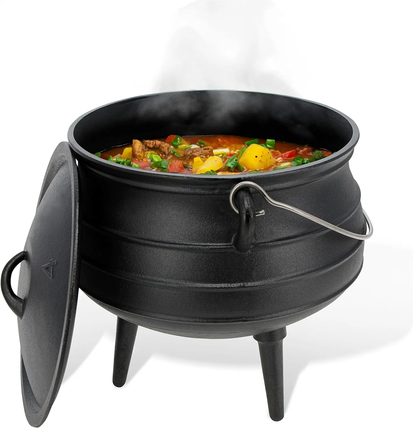 Robuster Kleiner Dreibeiniger Gusseiserner Potjie-Topf-Kessel Topf Gusseisen Kochtopf für draußen und Camping