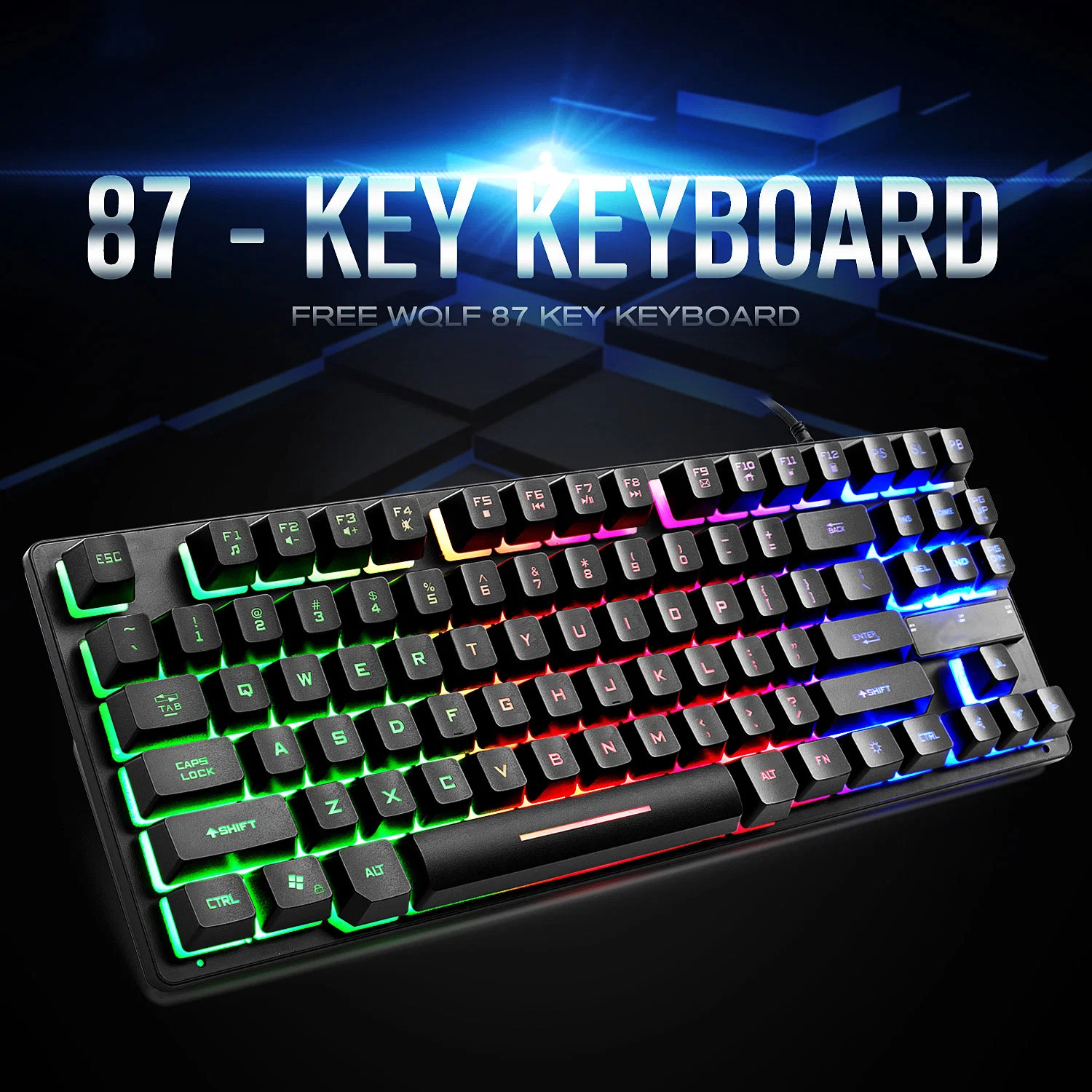 New Arrival USB LED Light 87-Key Gaming Computer Keyboard