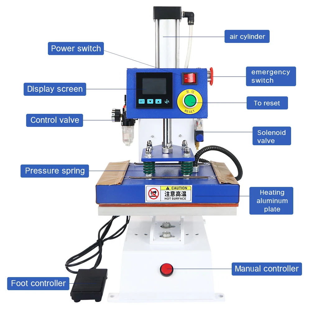 El repujado calor neumática Hot Stamping prensa neumática máquina La máquina de etiquetado de la transferencia de calor 20*30cm.